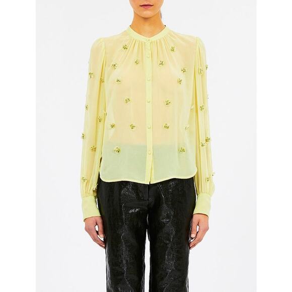 Ulla Johnson Bea Embellished Blouse in Citron 2 - Picture 1 of 5